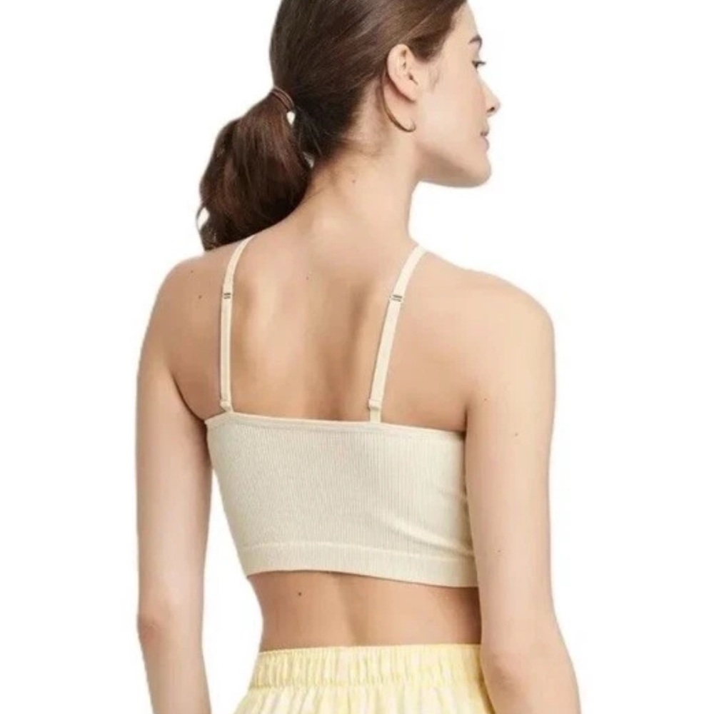 Colsie Ribbed Cropped Tank Top Womens Large Cream Beige Strappy NWT - Picture 9 of 12